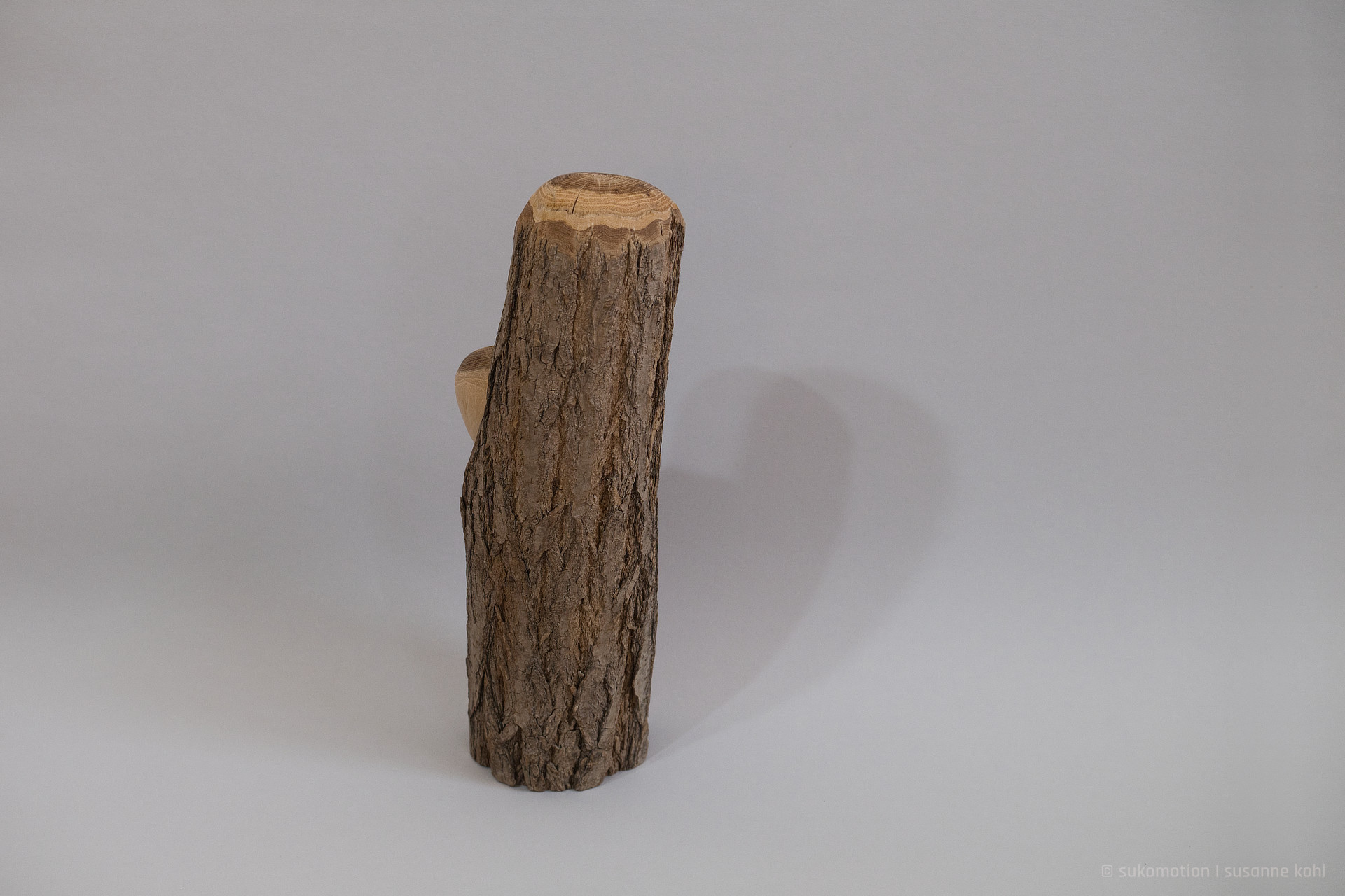 safe & curious - woodsculpture with bark by sukomotion | susanne kohl - berlin